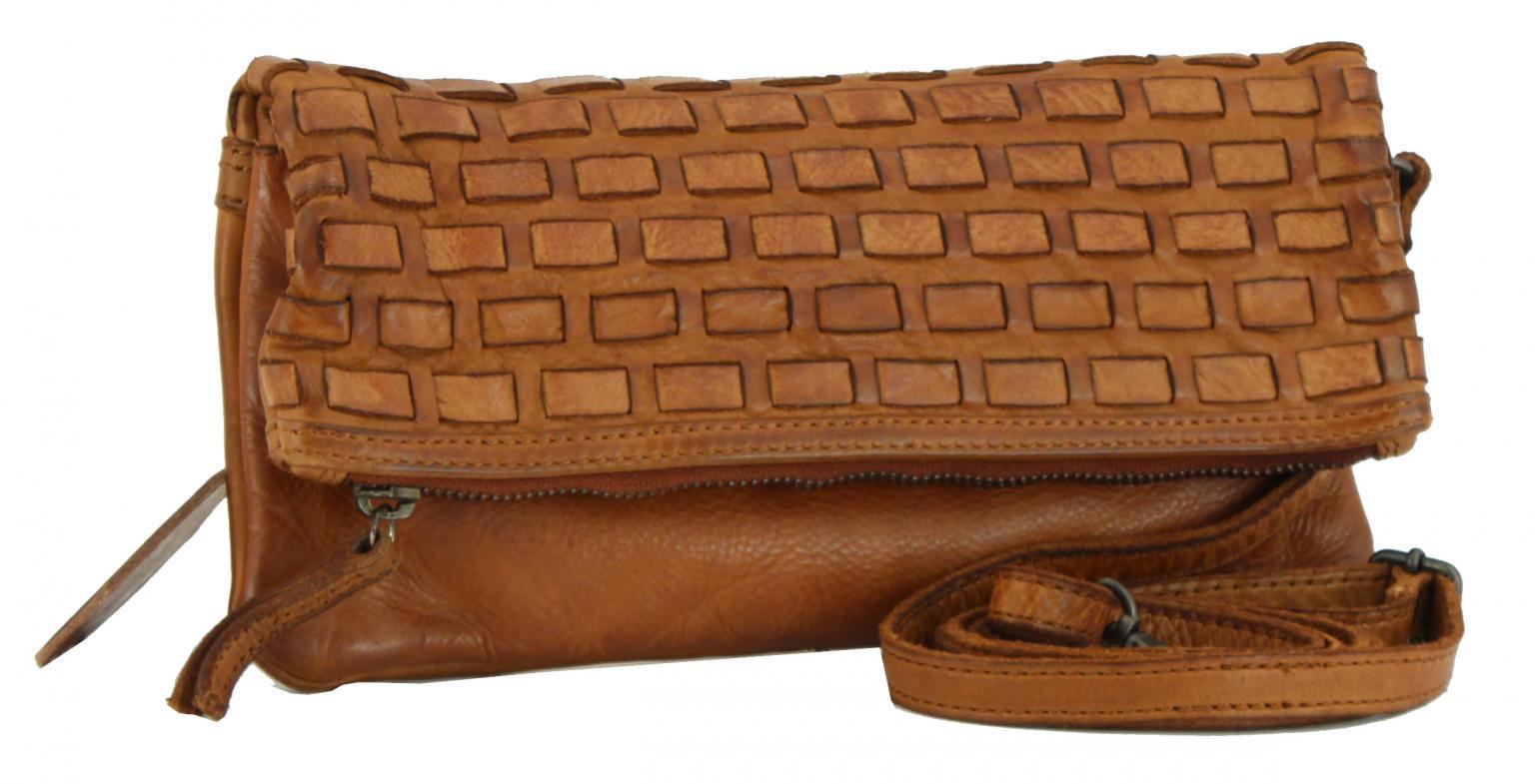 Clutch Bear Bags New Woven Cognac Vintage braun geflochten