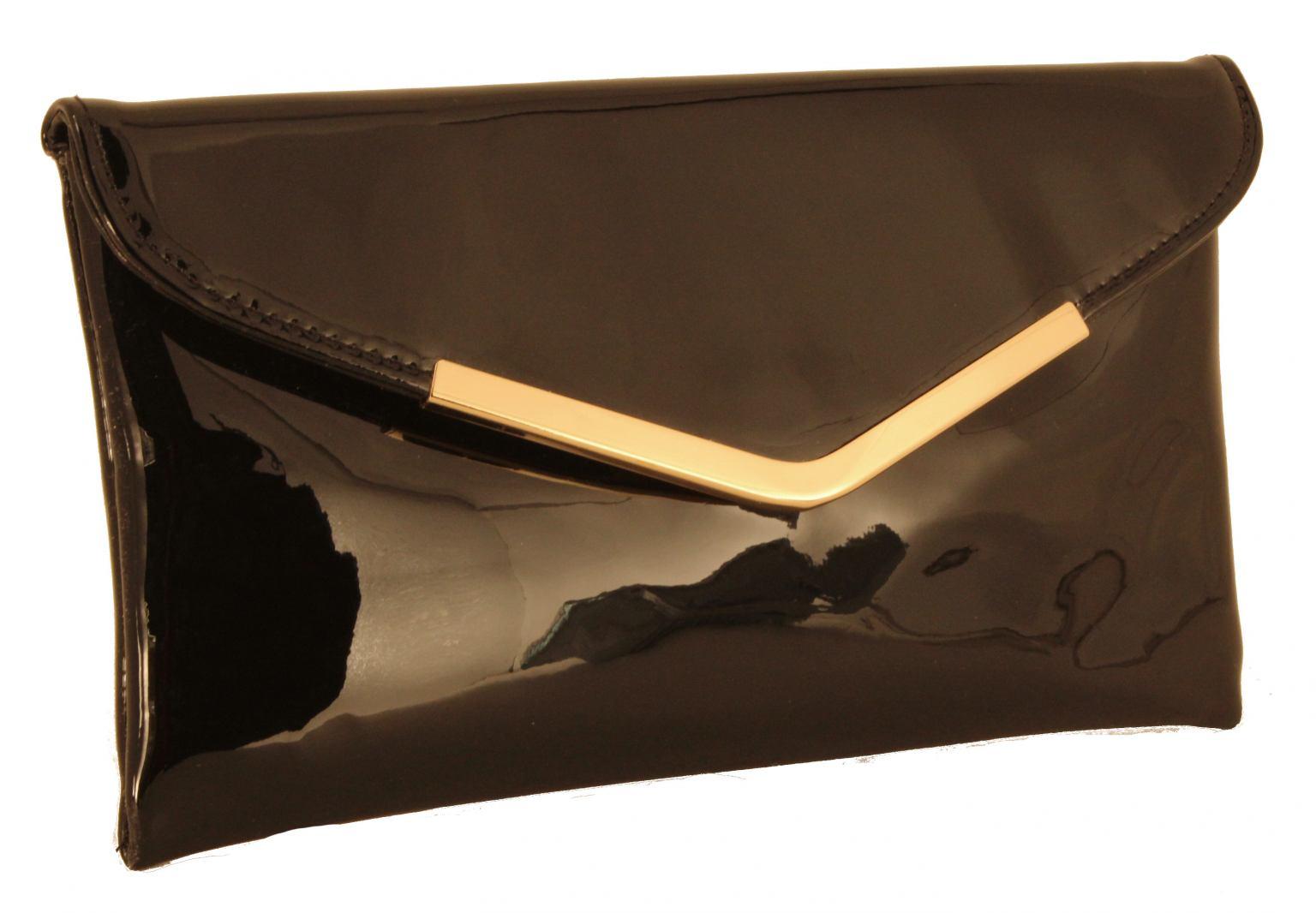 Clutch L. Credi Klara schwarz gold Kuvert glänzend Lack