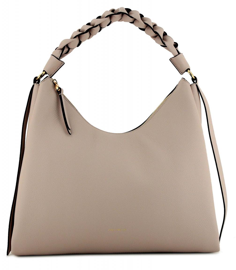 Coccinelle Boheme Medium Beuteltasche Leder Italien Rosette Taupe
