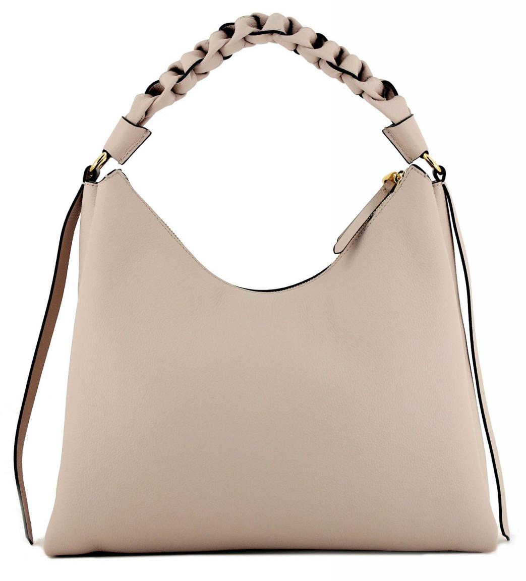 Coccinelle Boheme Medium Beuteltasche Leder Italien Rosette Taupe