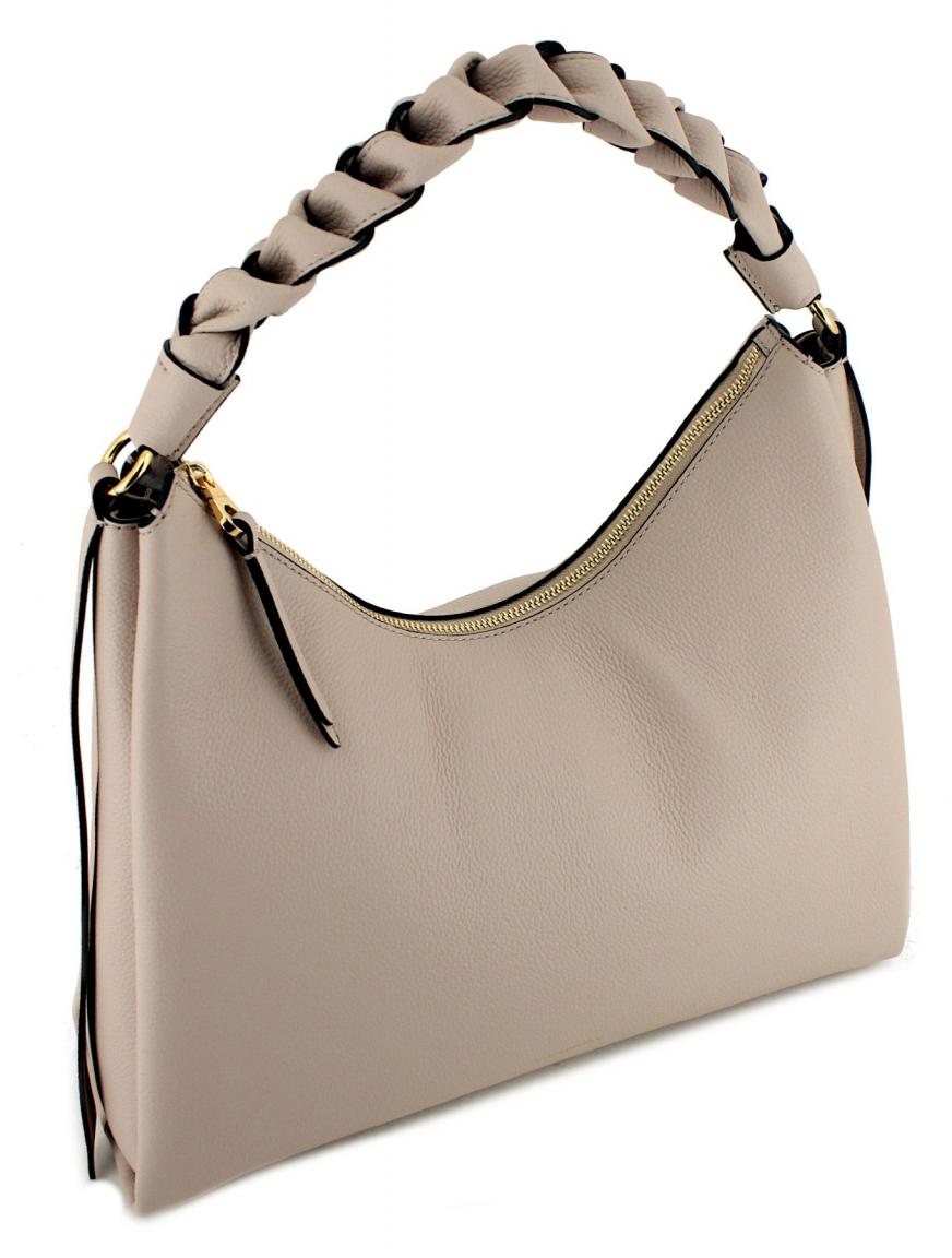 Coccinelle Boheme Medium Beuteltasche Leder Italien Rosette Taupe