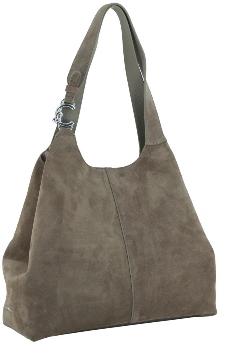 Coccinelle C-Easy Brunette dunkelbraune Tote Bag Veloursleder Etui