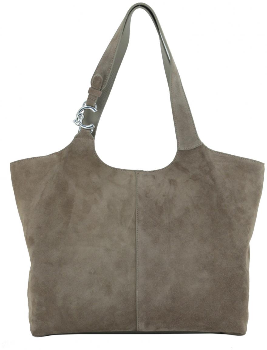 Coccinelle C-Easy Brunette dunkelbraune Tote Bag Veloursleder Etui
