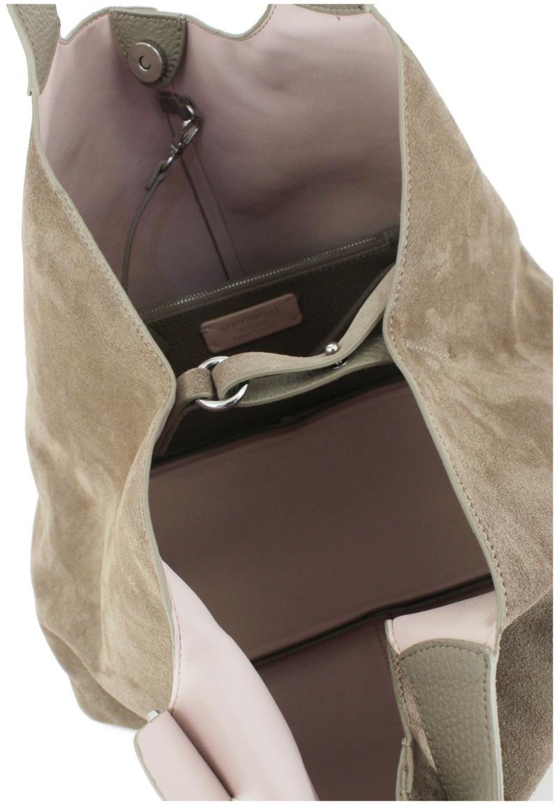 Coccinelle C-Easy Brunette dunkelbraune Tote Bag Veloursleder Etui
