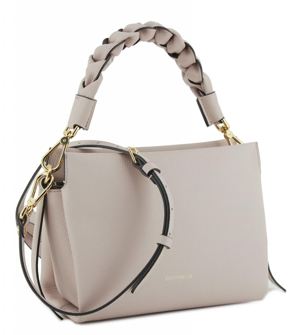 Coccinelle Damenhandtasche Boheme Small Flechthenkel Rosette Warmes Taupe 
