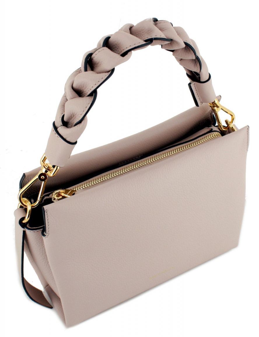Coccinelle Damenhandtasche Boheme Small Flechthenkel Rosette Warmes Taupe 