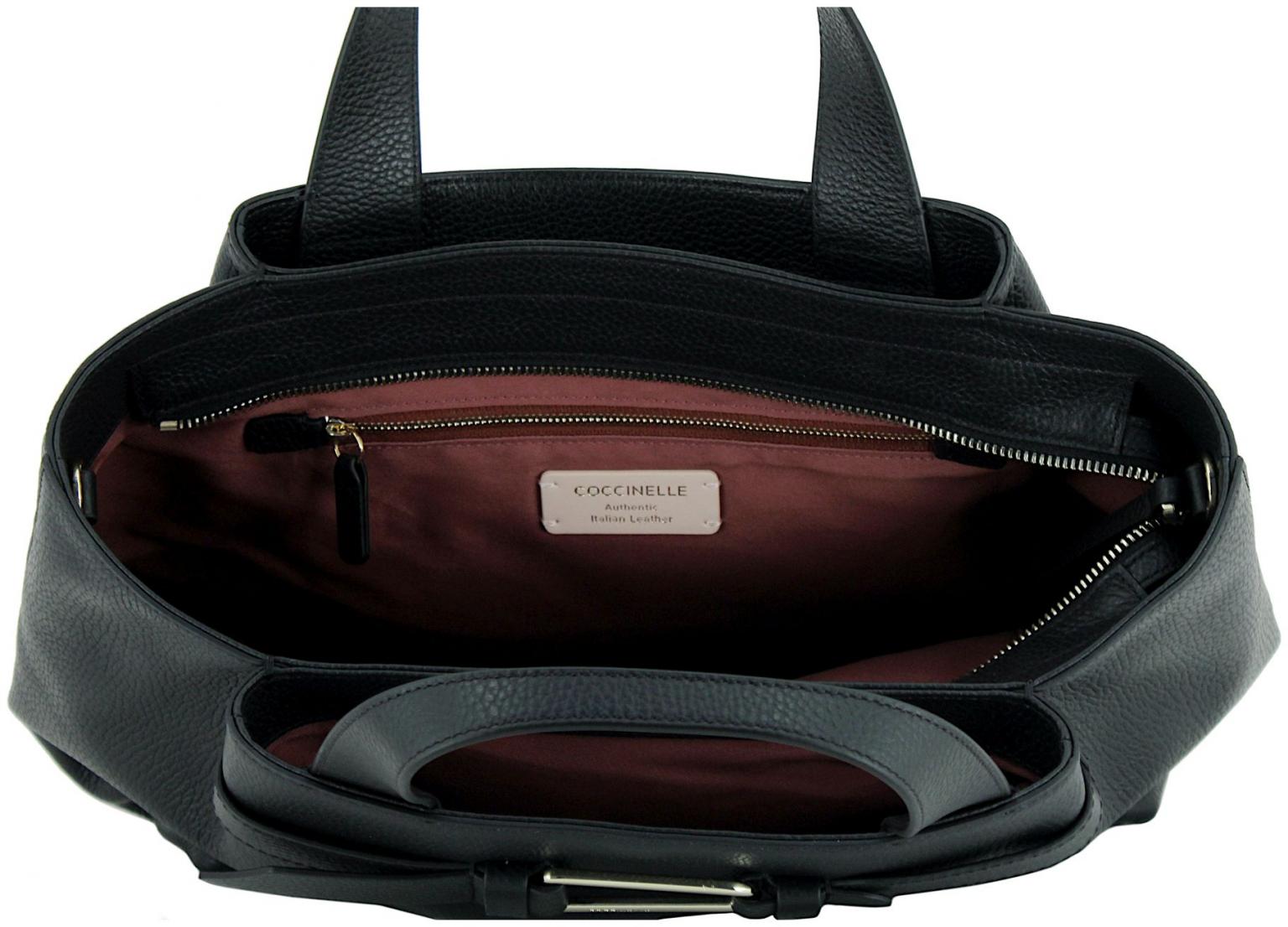 Coccinelle Kurzgrifftasche Malory Warm Taupe Echtleder Italien 