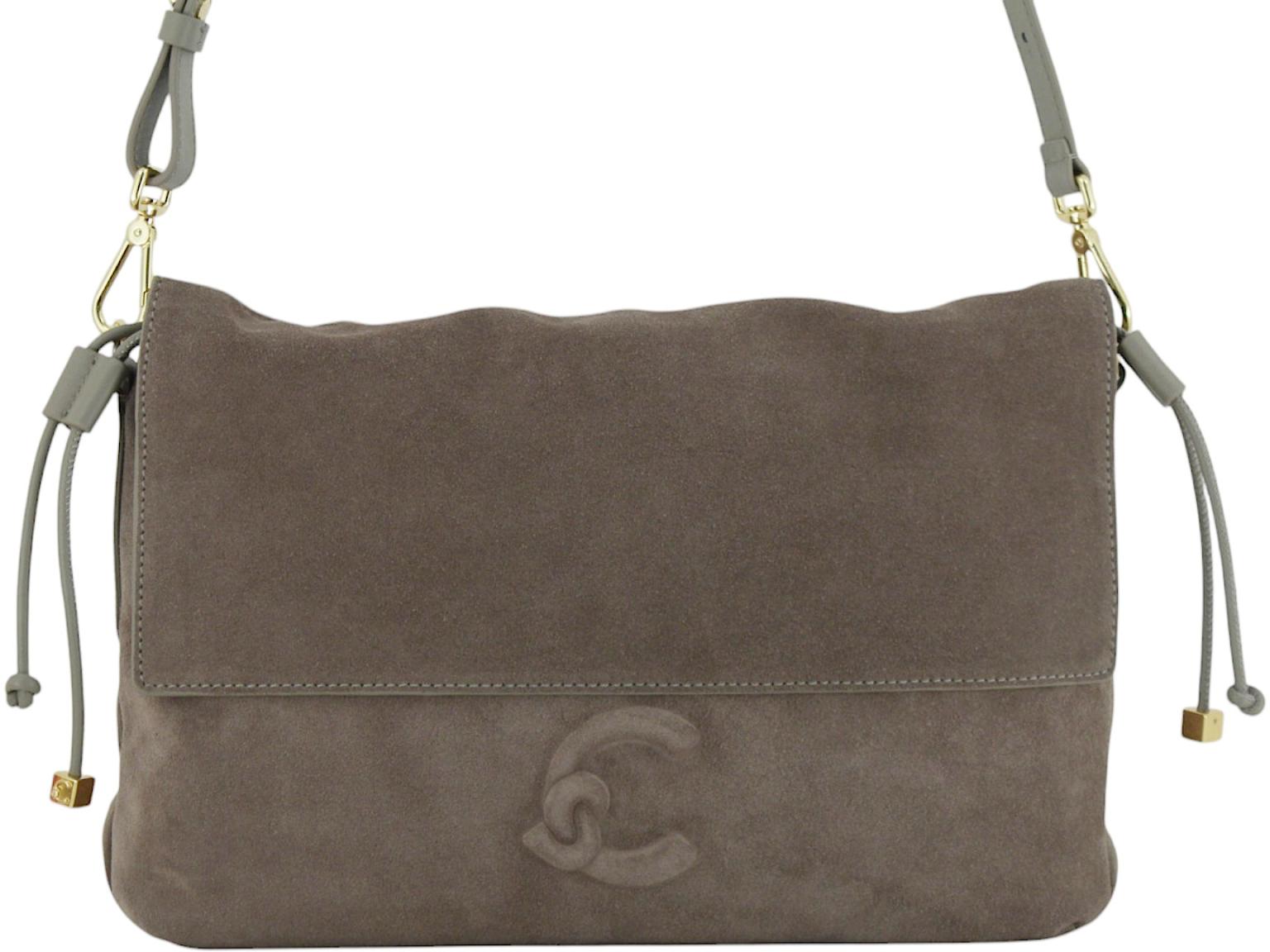 Coccinelle Lidia Suede Schultertasche Velours Stove - Grau
