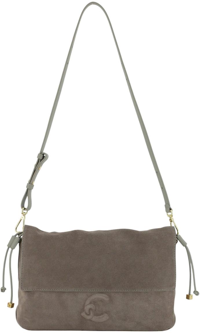 Coccinelle Lidia Suede Schultertasche Velours Stove - Grau