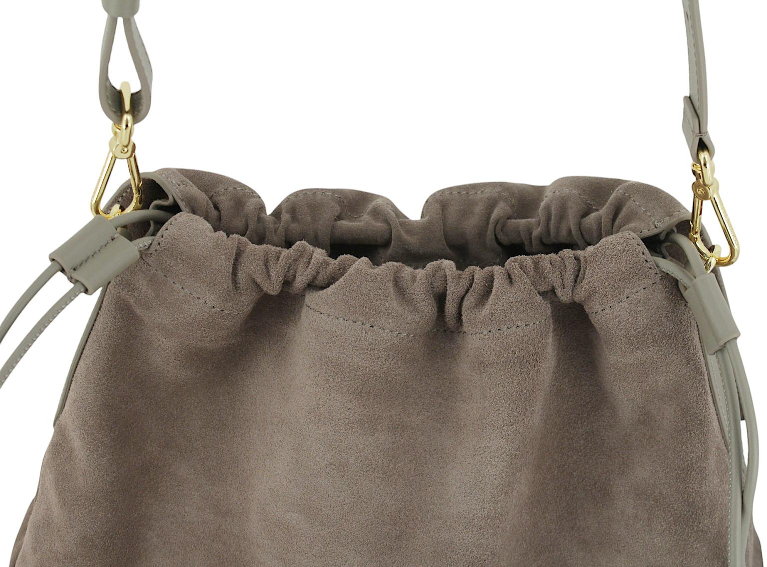 Coccinelle Lidia Suede Schultertasche Velours Stove - Grau