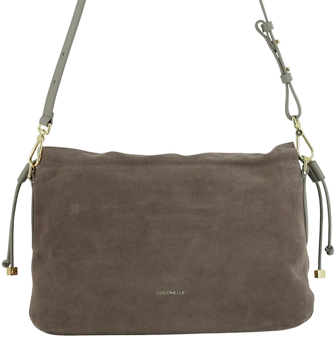Coccinelle Lidia Suede Überschlagtasche Velours Berry - Braun
