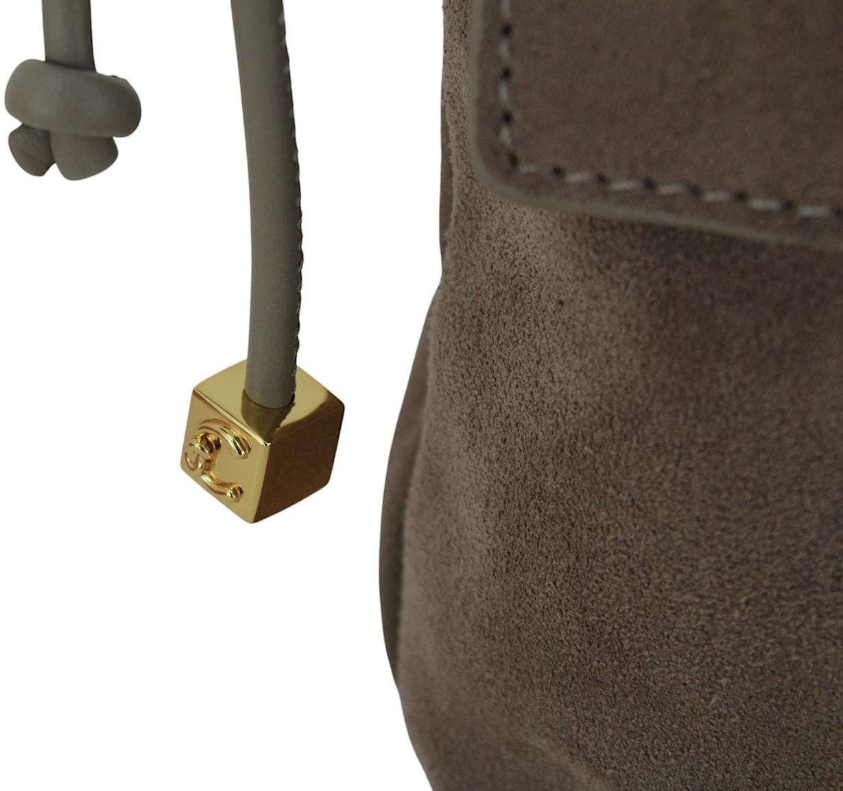 Coccinelle Lidia Suede Überschlagtasche Velours Warm Taupe