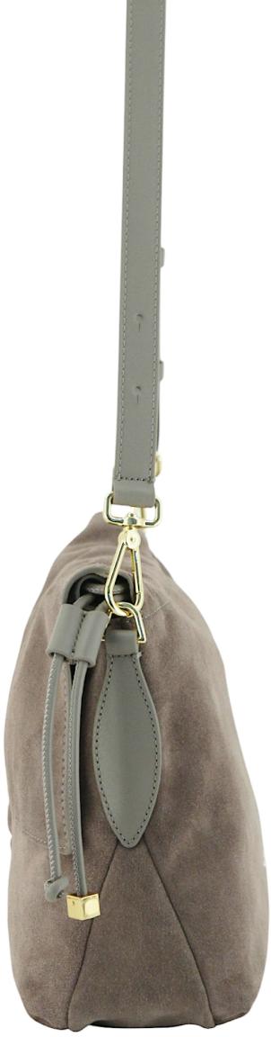 Coccinelle Lidia Suede Überschlagtasche Velours Warm Taupe