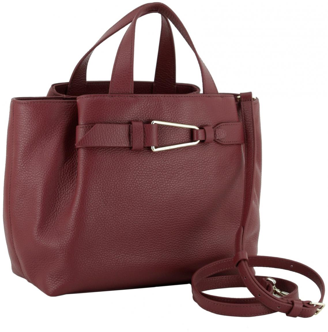 Coccinelle Malory Small Ribes weinrote Kurzgrifftasche genarbtes Leder