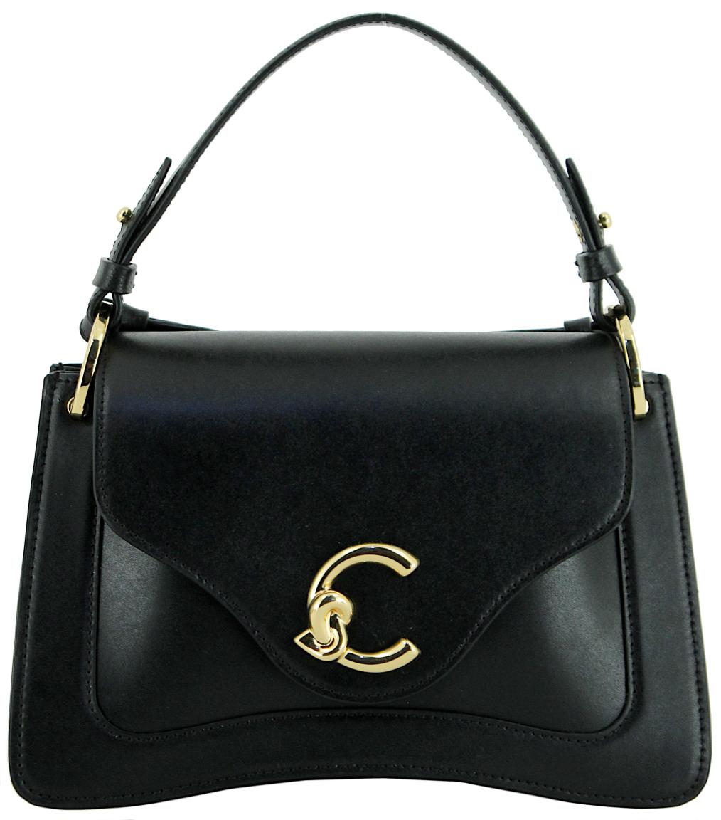 Coccinelle kompakte Überschlagtasche Noir C-Me Calf schwarz Small