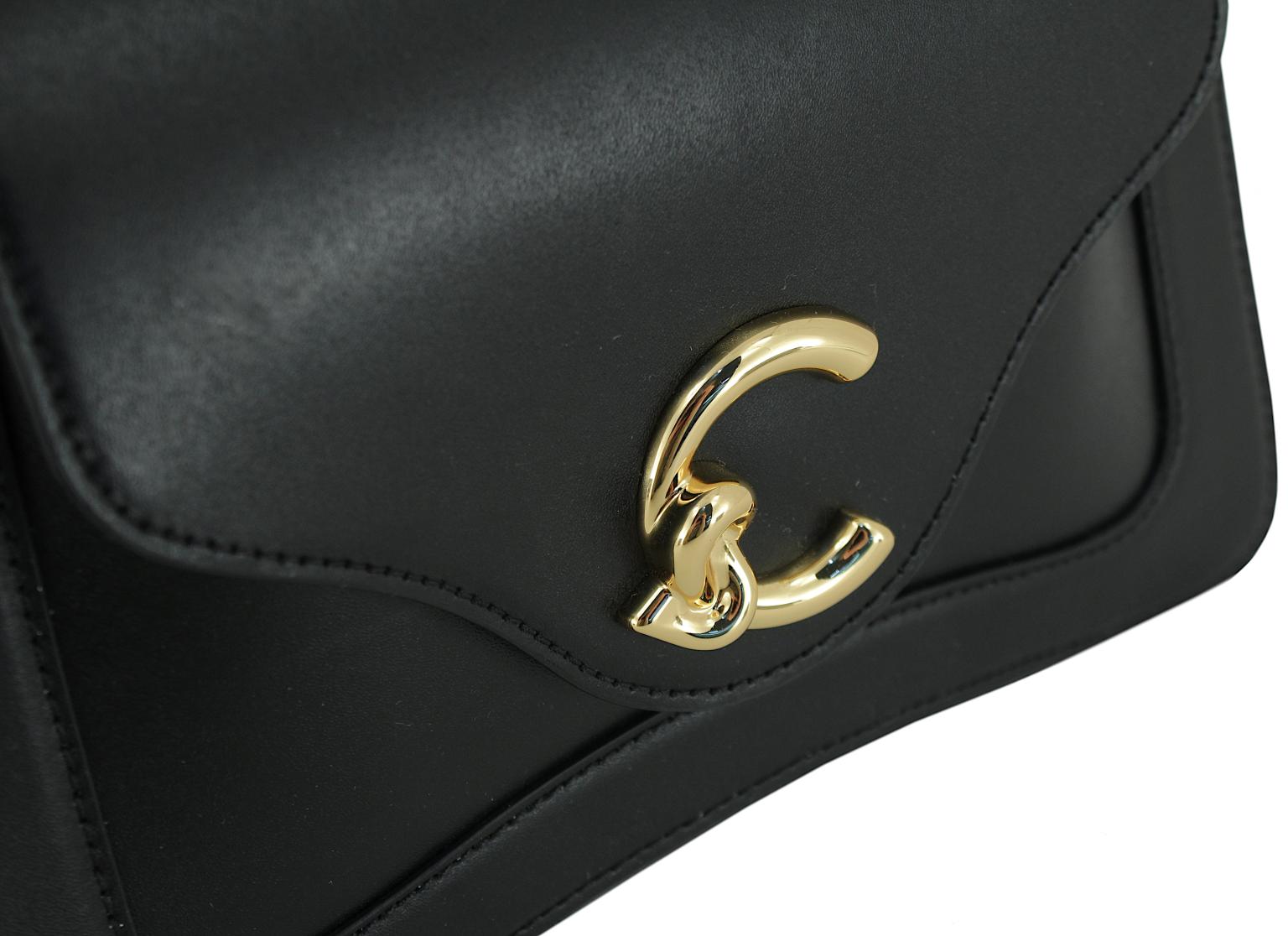 Coccinelle kompakte Überschlagtasche Noir C-Me Calf schwarz Small