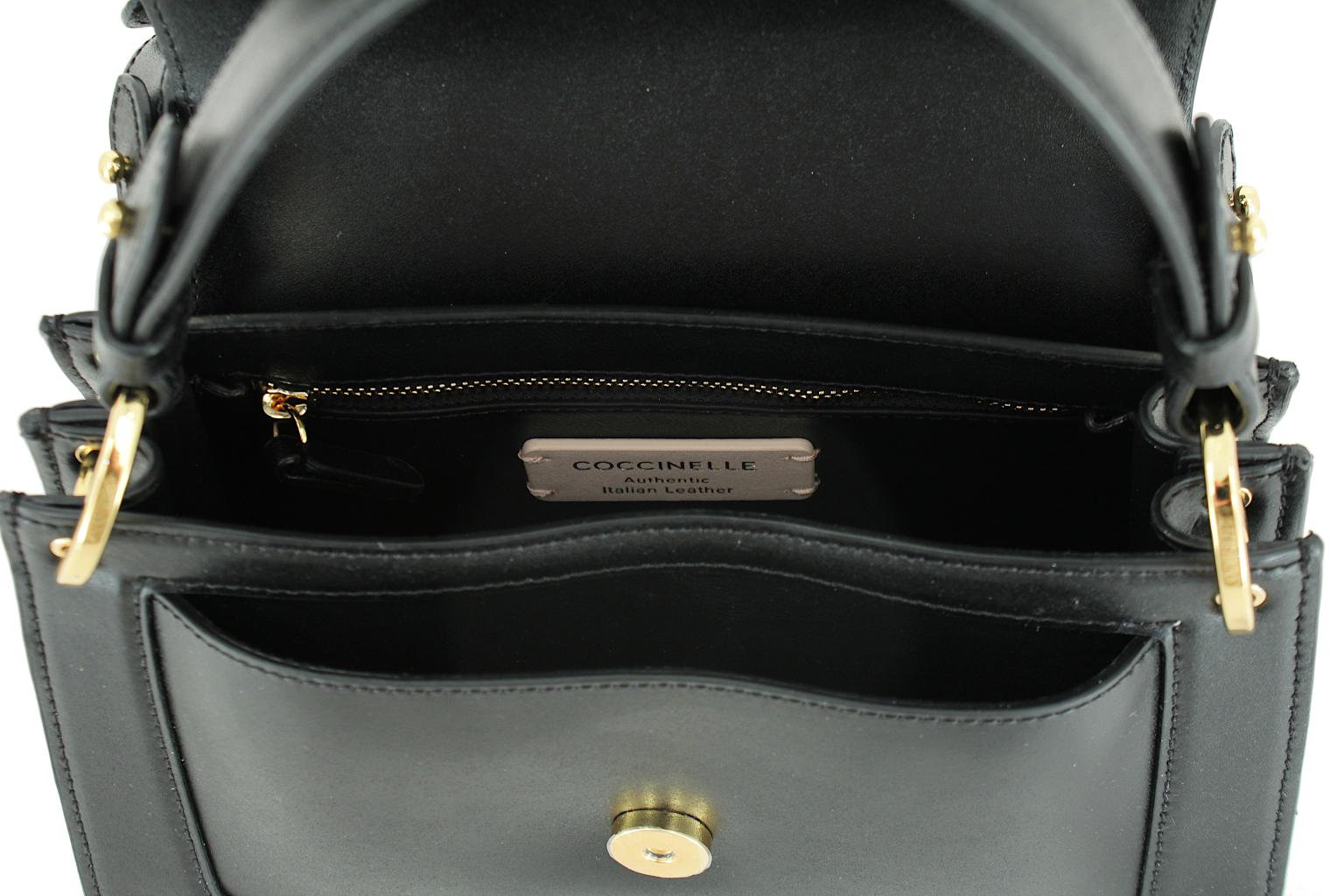Coccinelle kompakte Überschlagtasche Noir C-Me Calf schwarz Small