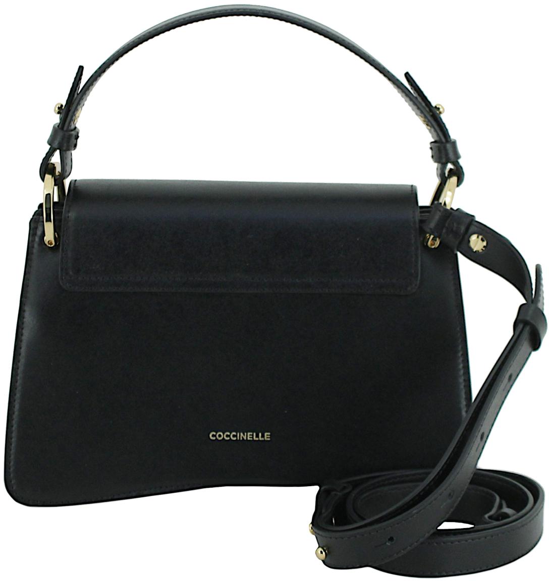 Coccinelle kompakte Überschlagtasche Noir C-Me Calf schwarz Small