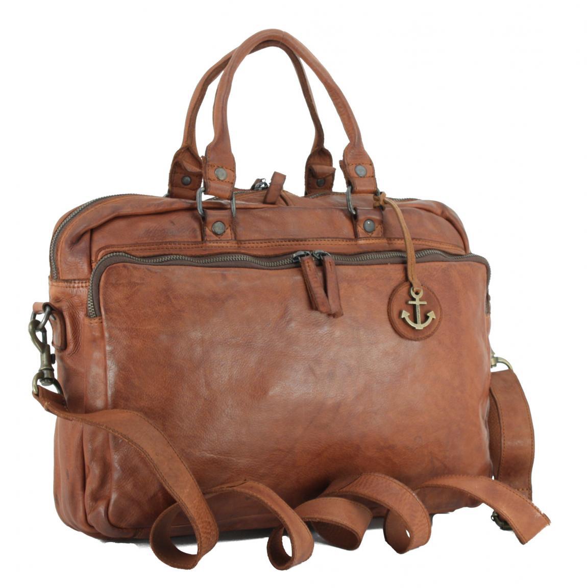 Collegetasche Harbour 2nd Jonathan Laptopfach cognac braun