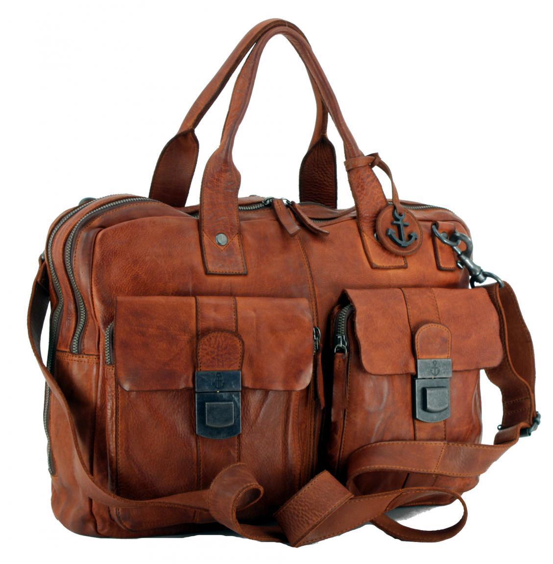 Collegetasche Harbour 2nd Winterhude Laptopfach cognac braun