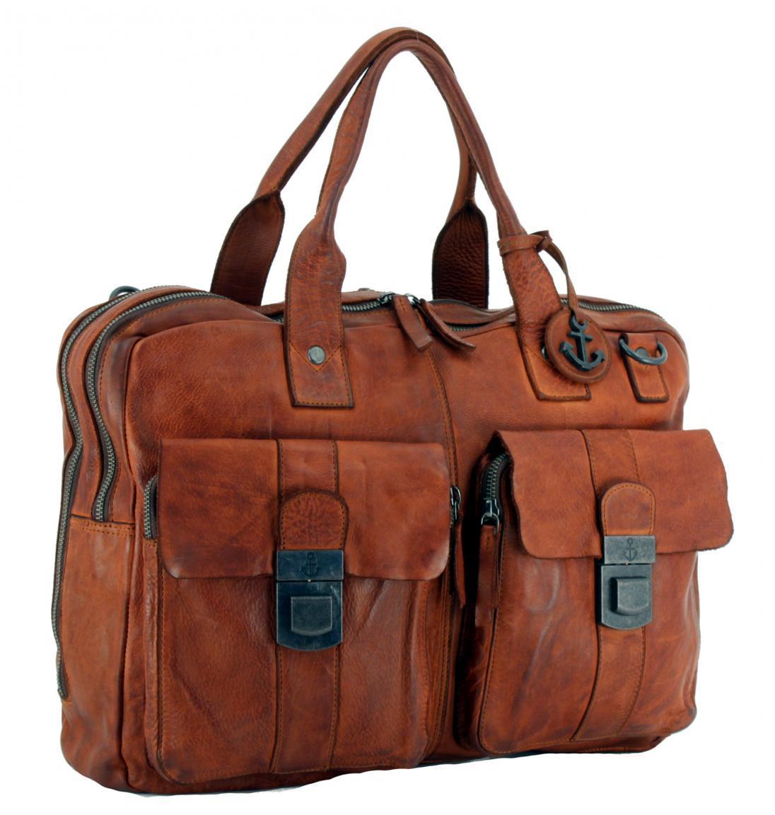 Collegetasche Harbour 2nd Winterhude Laptopfach cognac braun