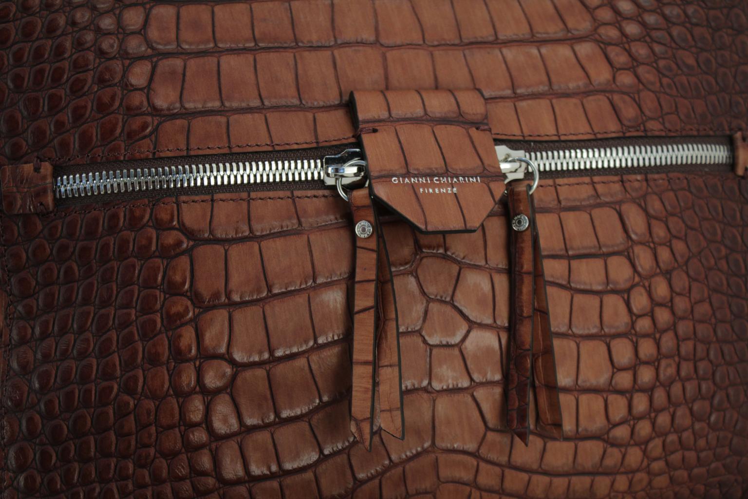 Croco Gianni Chiarini Damenhandtasche Cioccolato Dunkelbraun