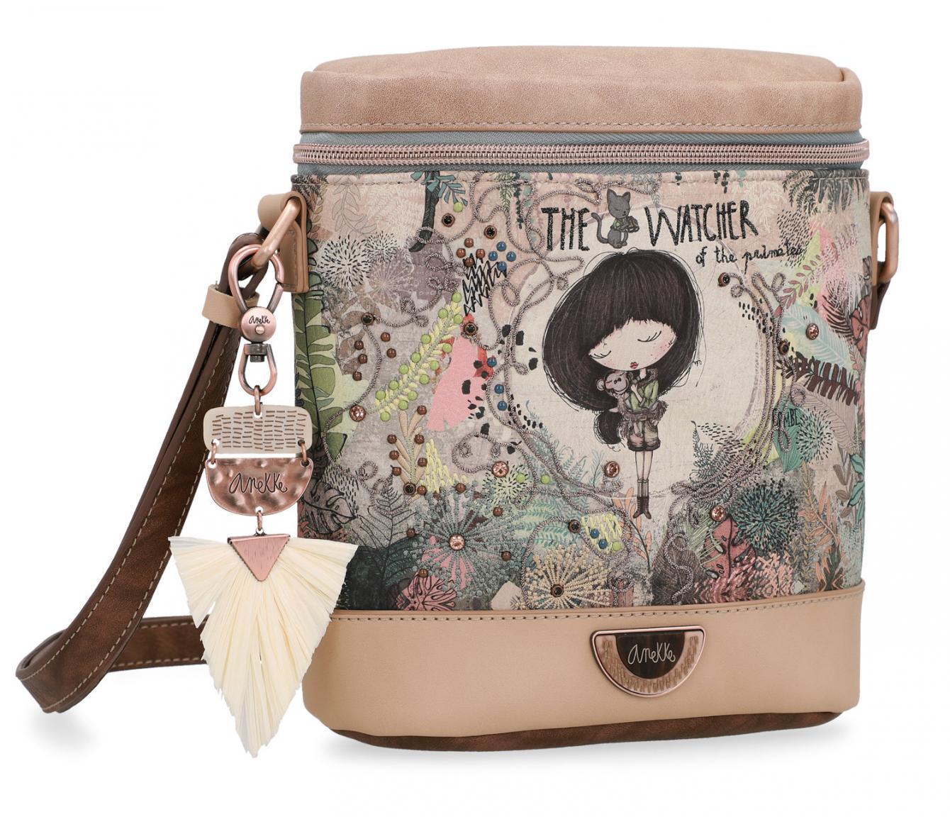 Crossbody Bag Anekke Jungle Affe Stickerei Blätter Nieten