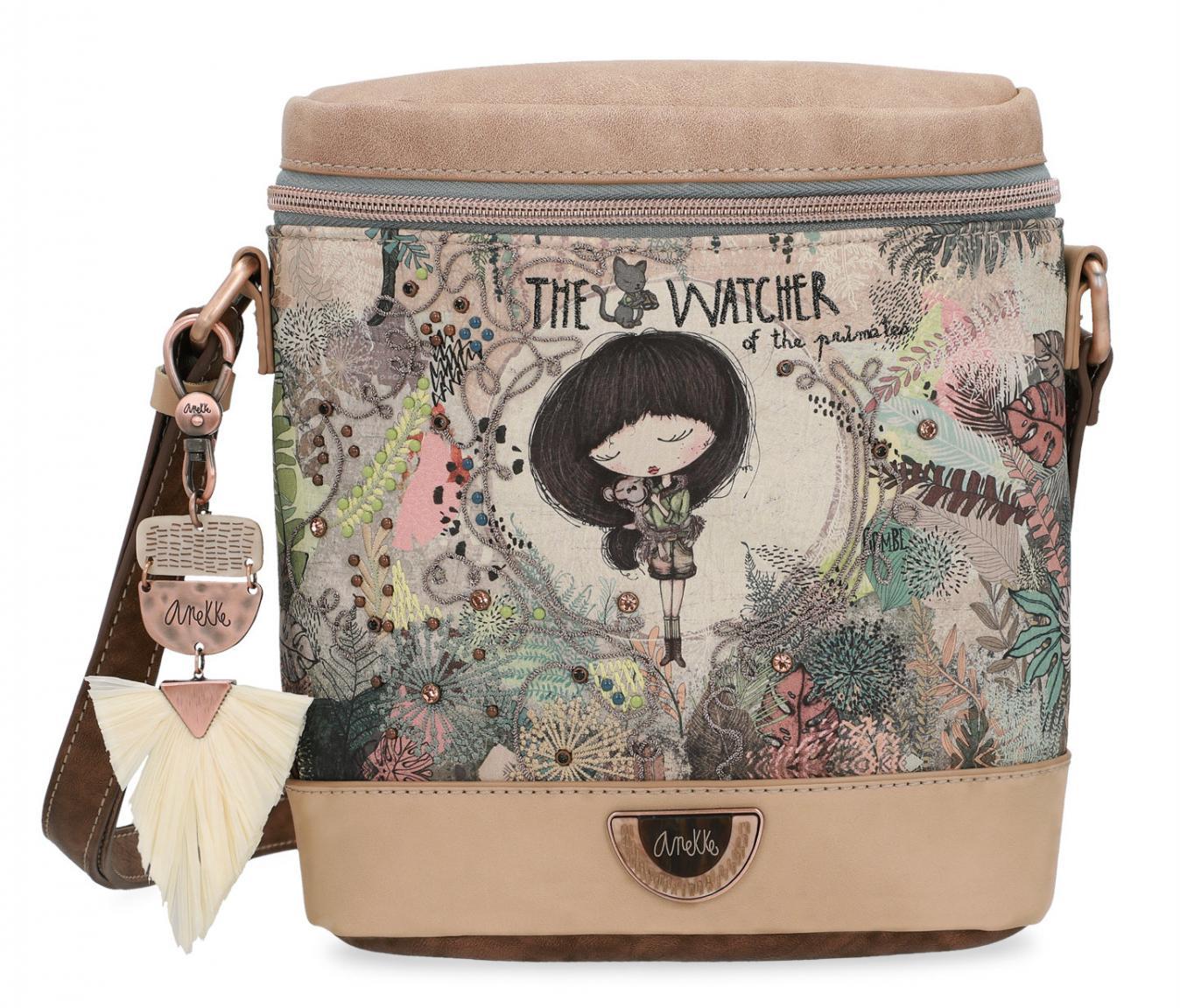 Crossbody Bag Anekke Jungle Affe Stickerei Blätter Nieten