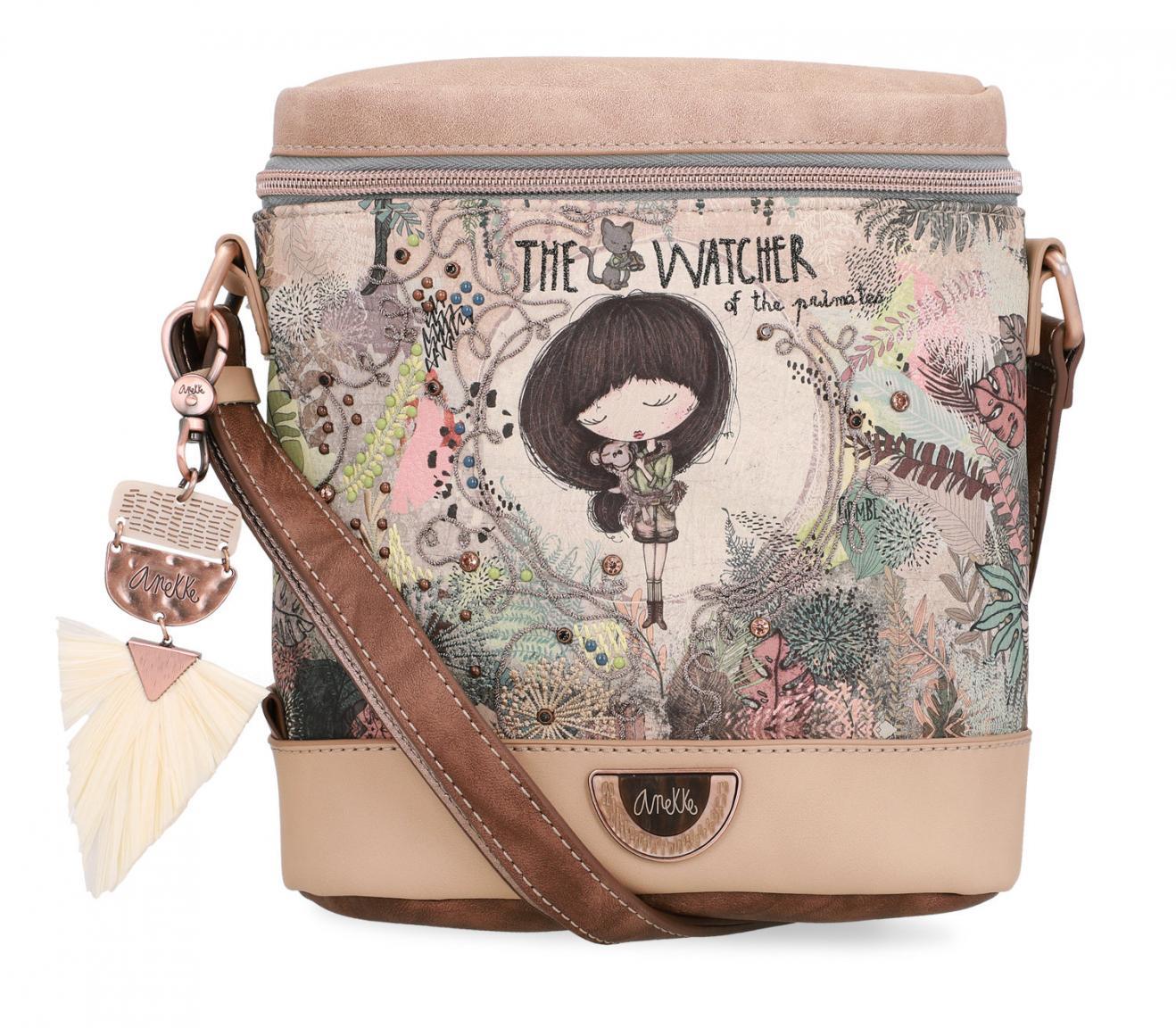 Crossbody Bag Anekke Jungle Affe Stickerei Blätter Nieten
