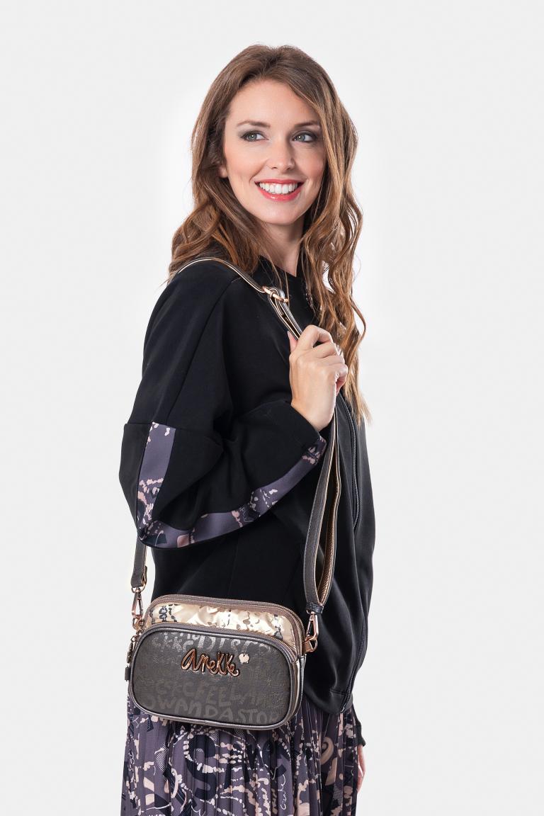Crossbody bag Anekke Real Intentions Metallic glänzend anthrazit gold