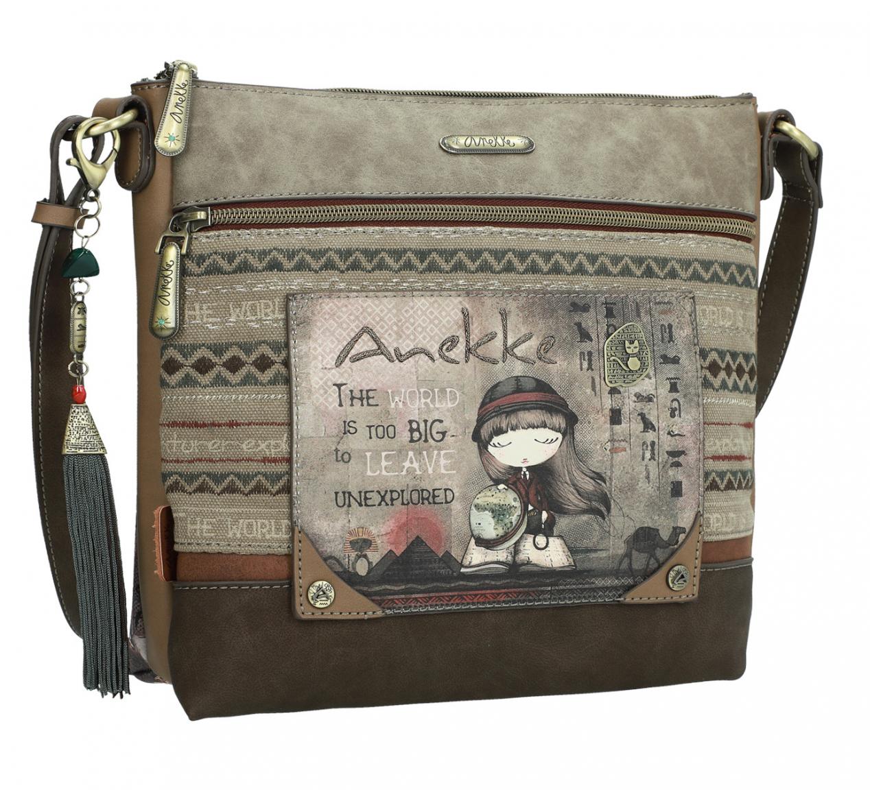 Crossbodytasche mit Fransenanhänger Anekke Ägypten braun