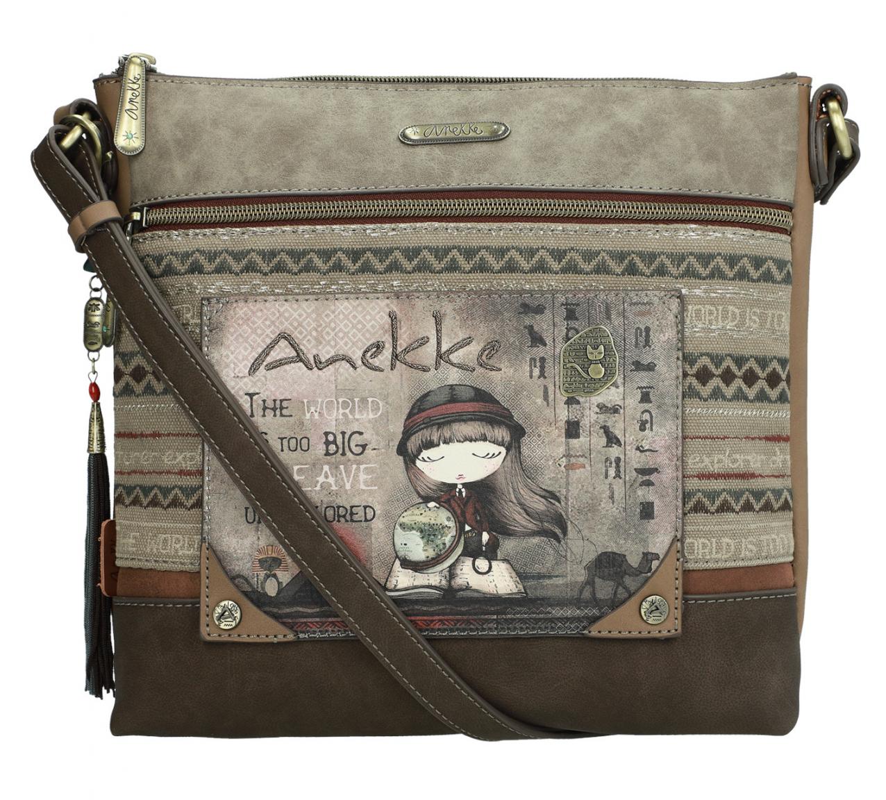 Crossbodytasche mit Fransenanhänger Anekke Ägypten braun