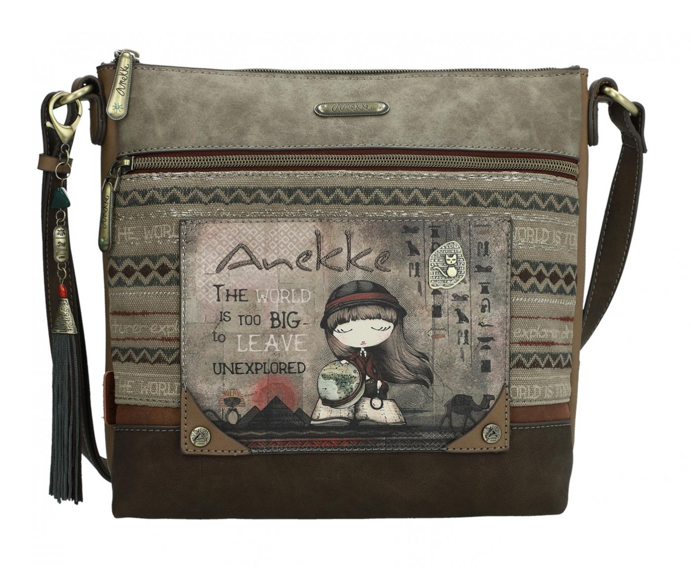 Crossbodytasche mit Fransenanhänger Anekke Ägypten braun