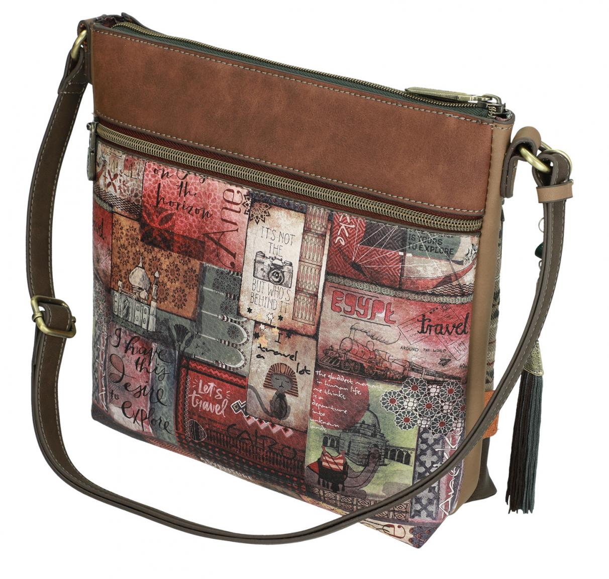 Crossbodytasche mit Fransenanhänger Anekke Ägypten braun