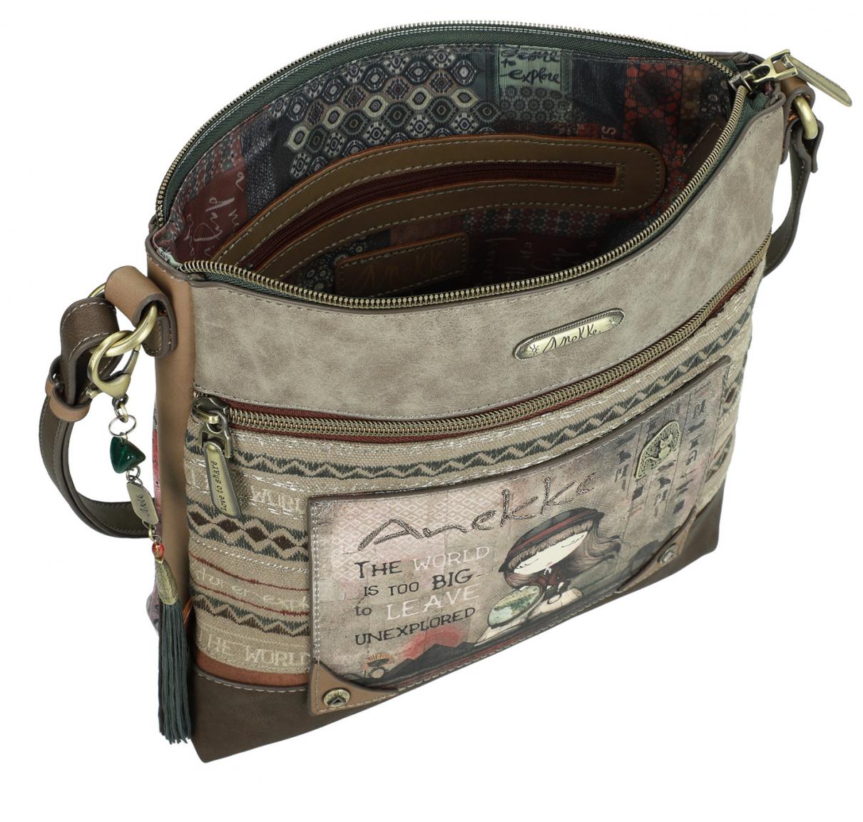 Crossbodytasche mit Fransenanhänger Anekke Ägypten braun