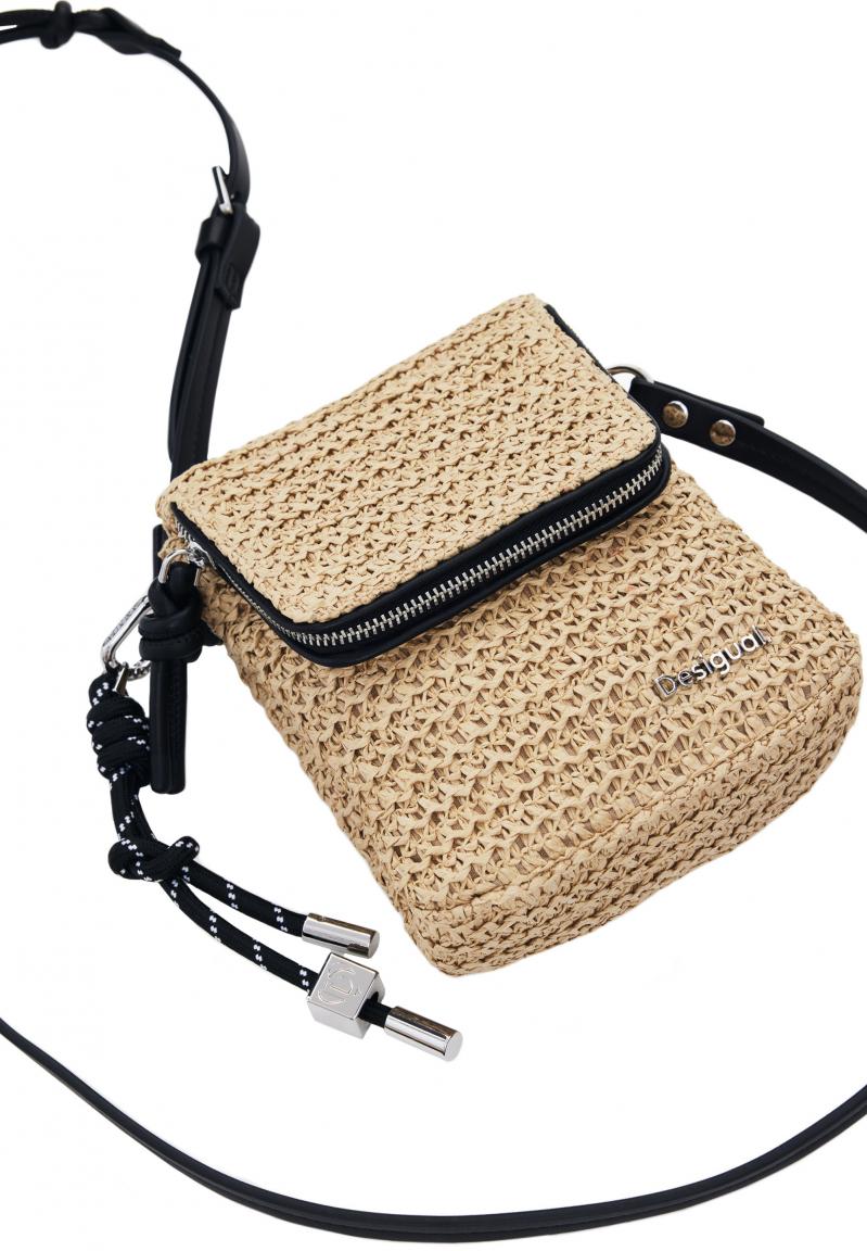 Crossover Bag Bast Desigual Venecia Phone Raffia Überschlag Natural