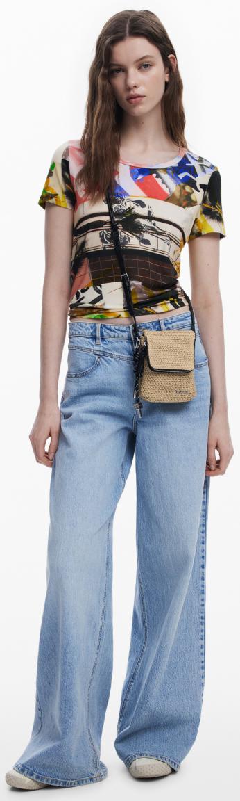 Crossover Bag Bast Desigual Venecia Phone Raffia Überschlag Natural
