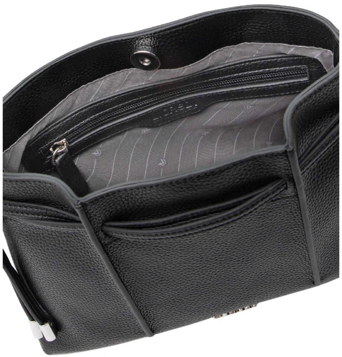 Crossover Bag schwarz L.Credi klein Rahmi vegan Zugbänder