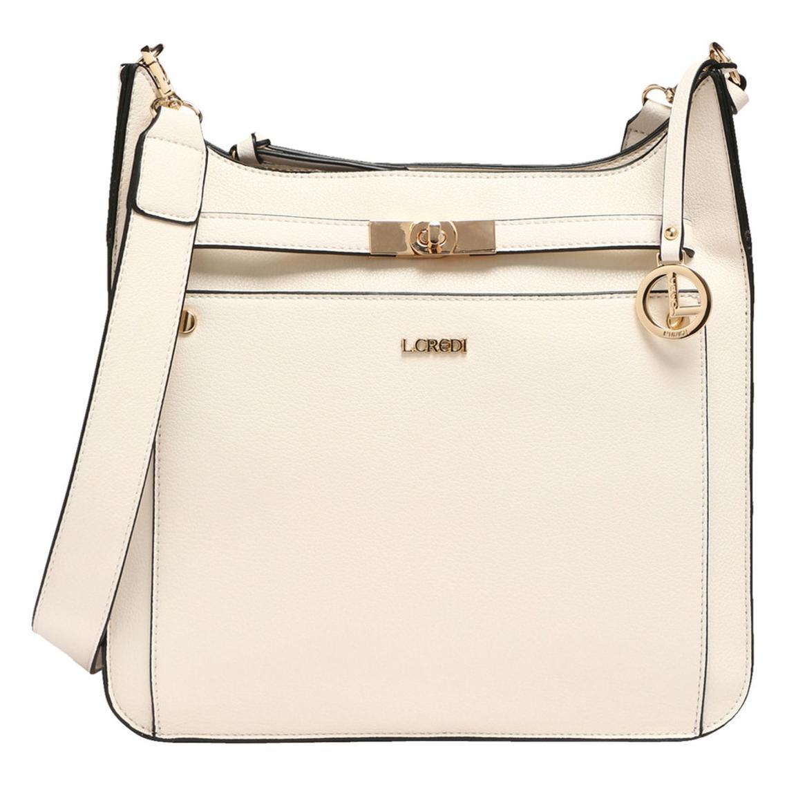 Crossover Tasche Ilga L.Credi Munich Metallapplikation helles Beige Ivory