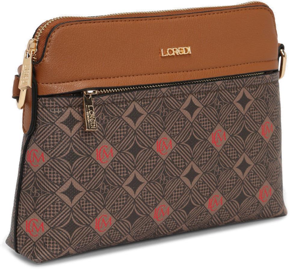 Crossovertasche Alloverprint Monogramm L.Credi Kiana Braun Multi