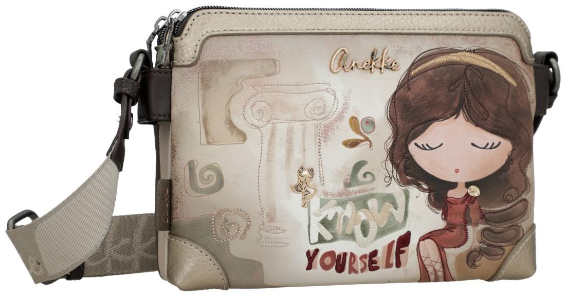 Crossovertasche Anekke Muse Beige bestickt Griechenland