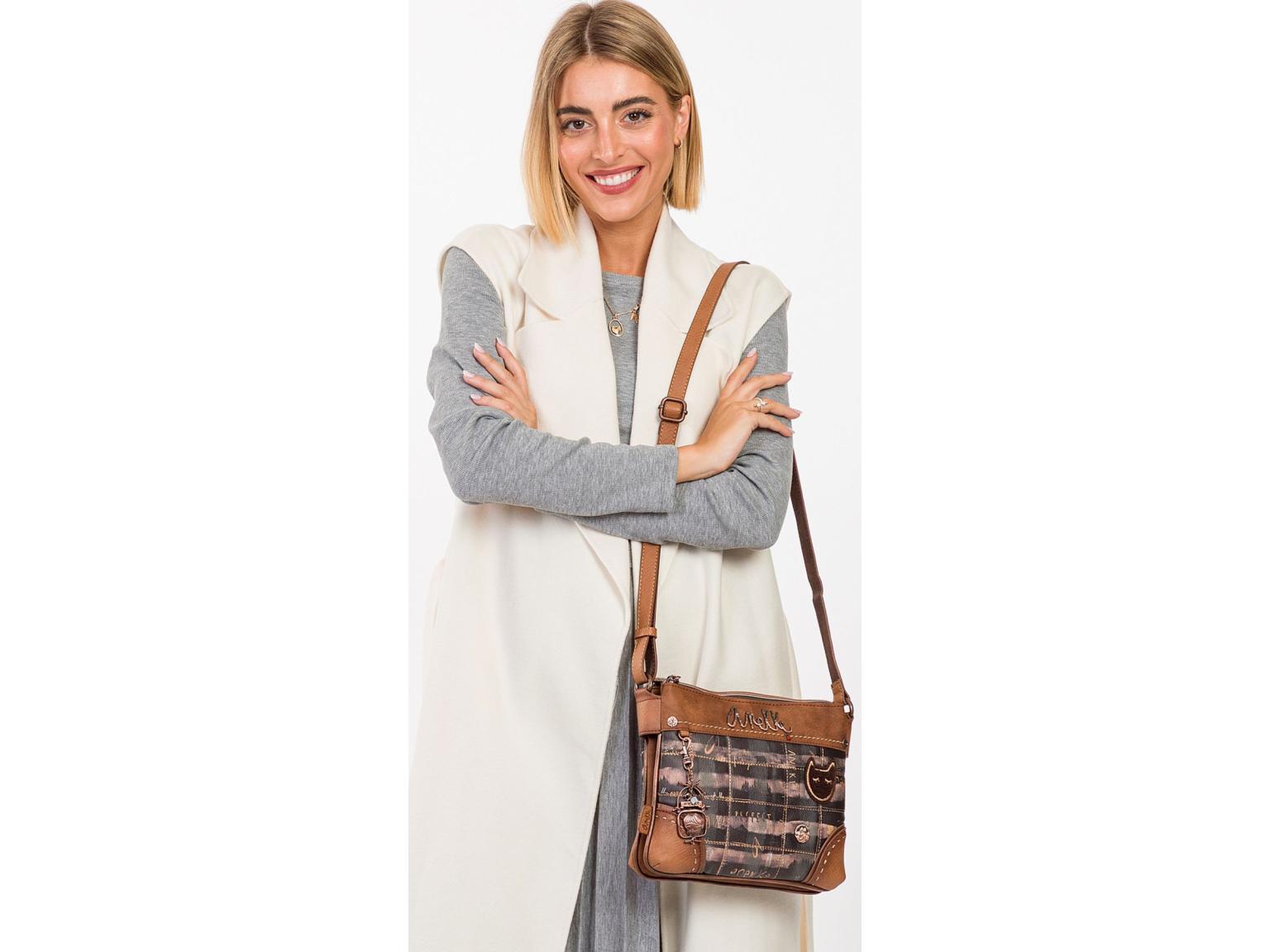 Crossovertasche Anekke Zweifach The Forest Wild Braun bunt Stickerei