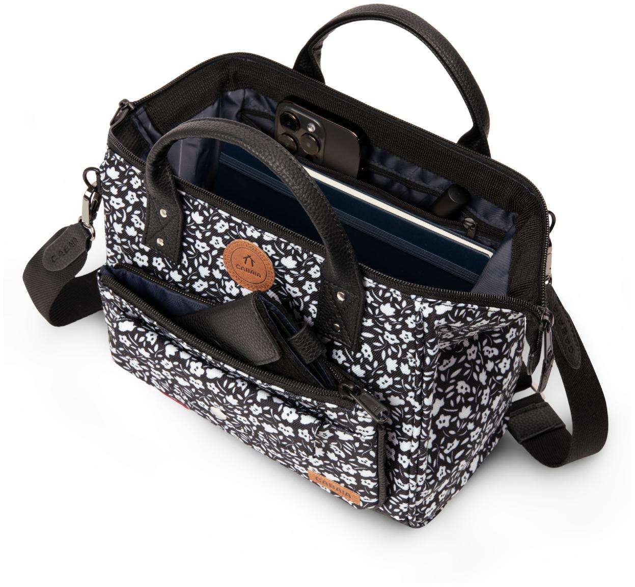 Crossovertasche Cabaia Catane Crossbody Medium schwarz weiß