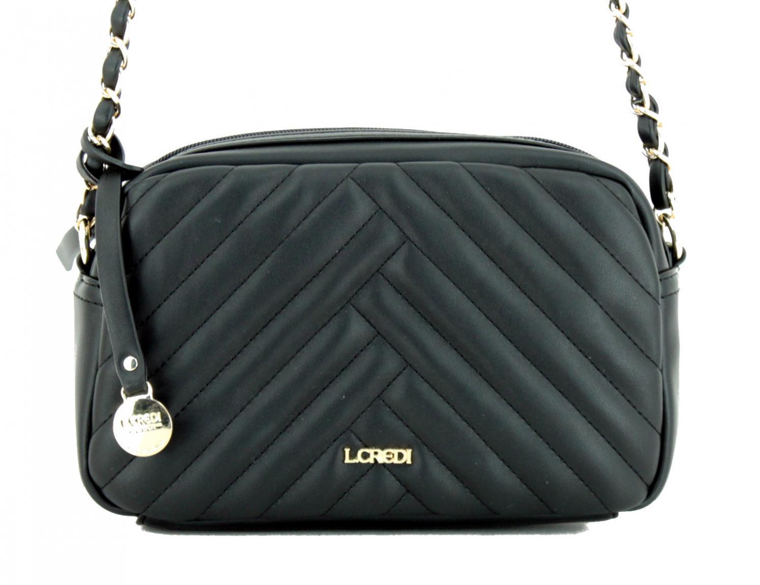 Crossovertasche Cora L.Credi Steppnaht rot Metallkette