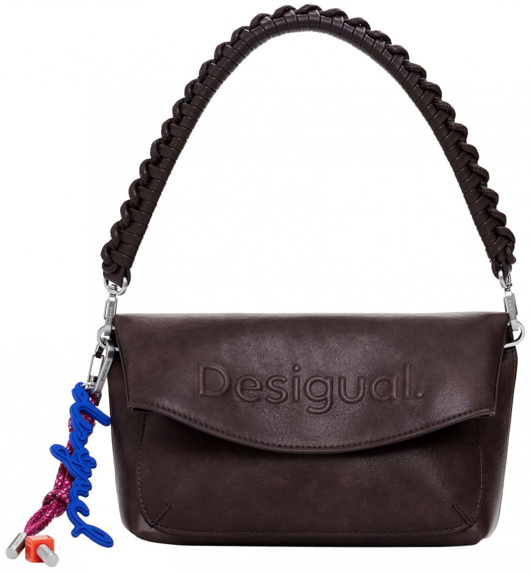 Crossovertasche Desigual Trokel Überschlag dunkelbraun Choco Webband