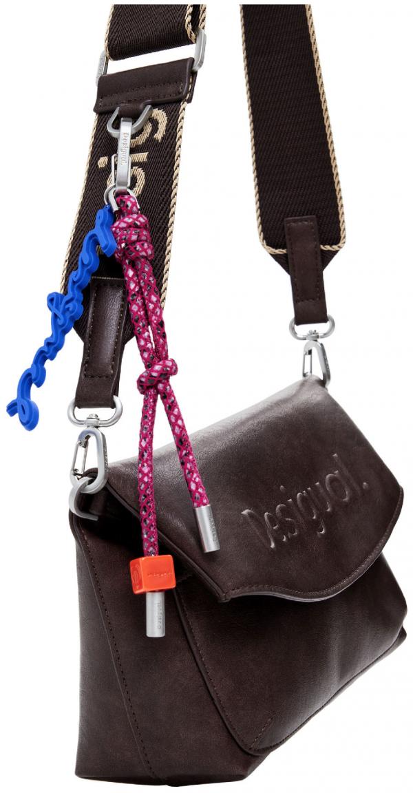 Crossovertasche Desigual Trokel Überschlag dunkelbraun Choco Webband