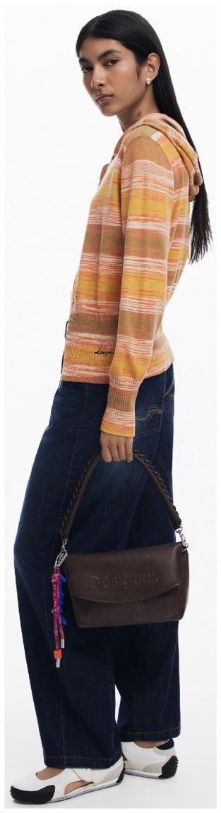 Crossovertasche Desigual Trokel Überschlag dunkelbraun Choco Webband