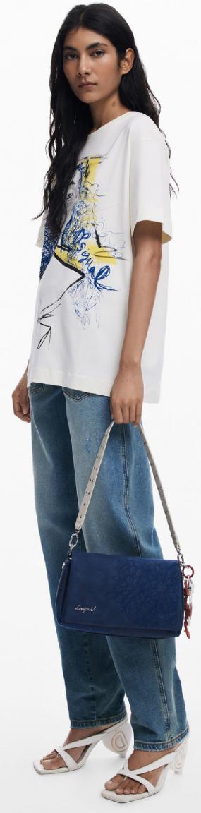 Crossovertasche Desigual nachtblau Medium Flap SIerra bestickt Azul