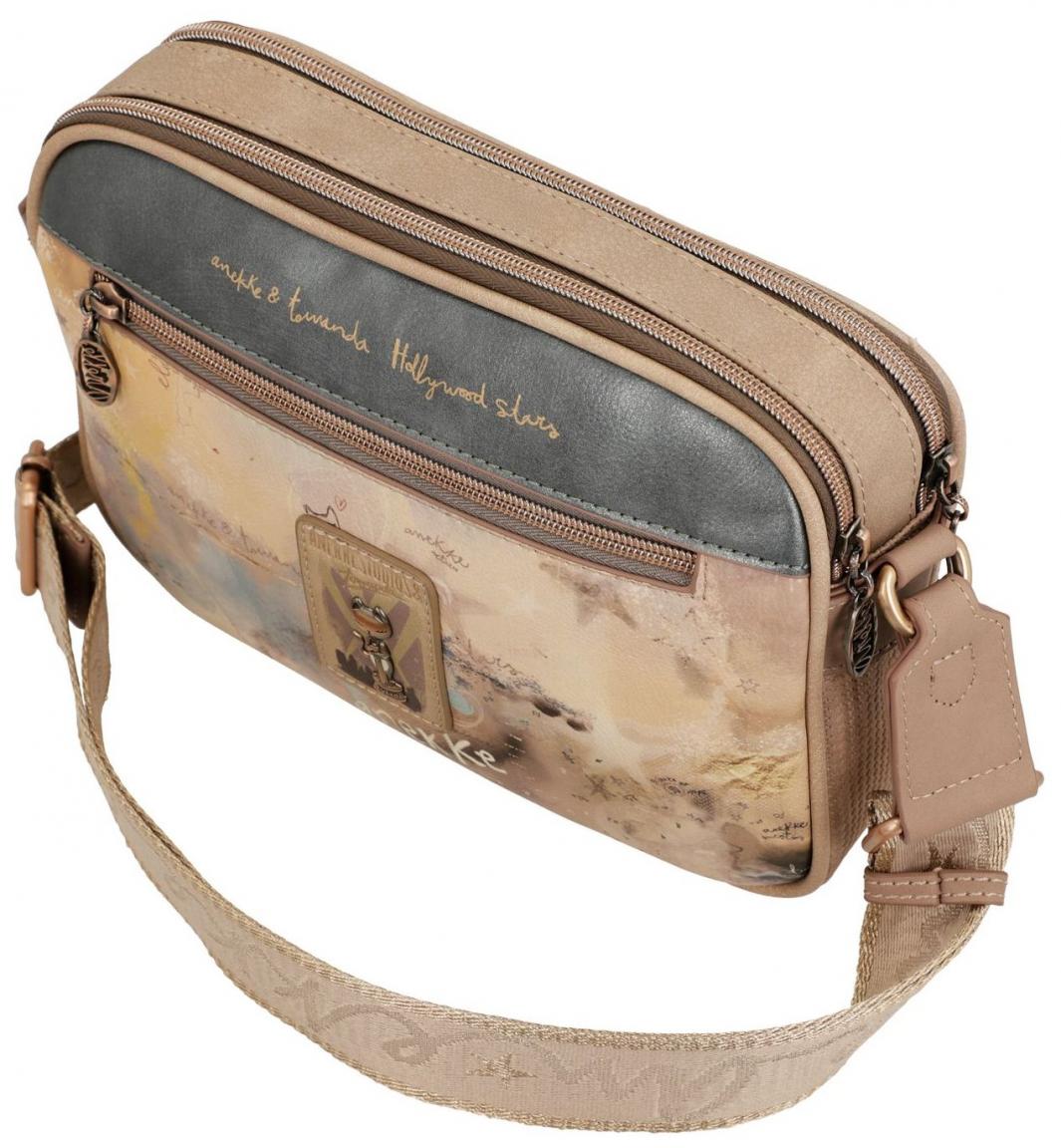 Crossovertasche Hollywood Glitzer beige Metallic Anekke