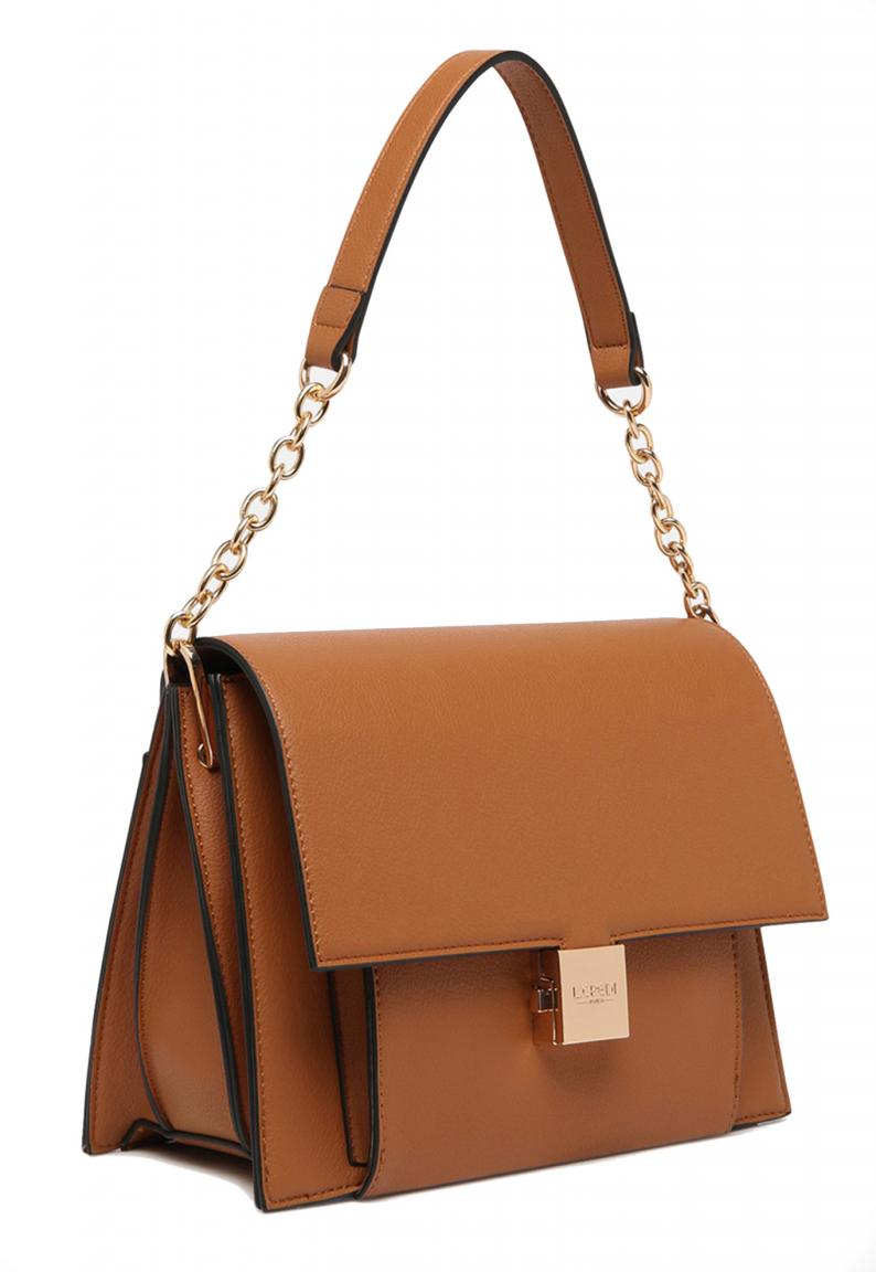 Crossovertasche L.Credi Glenda Cognac braun Überschlag